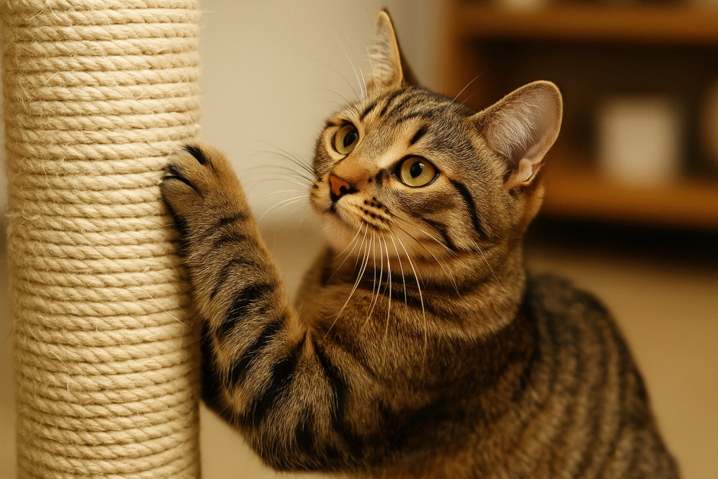 Gato afilándose las uñas